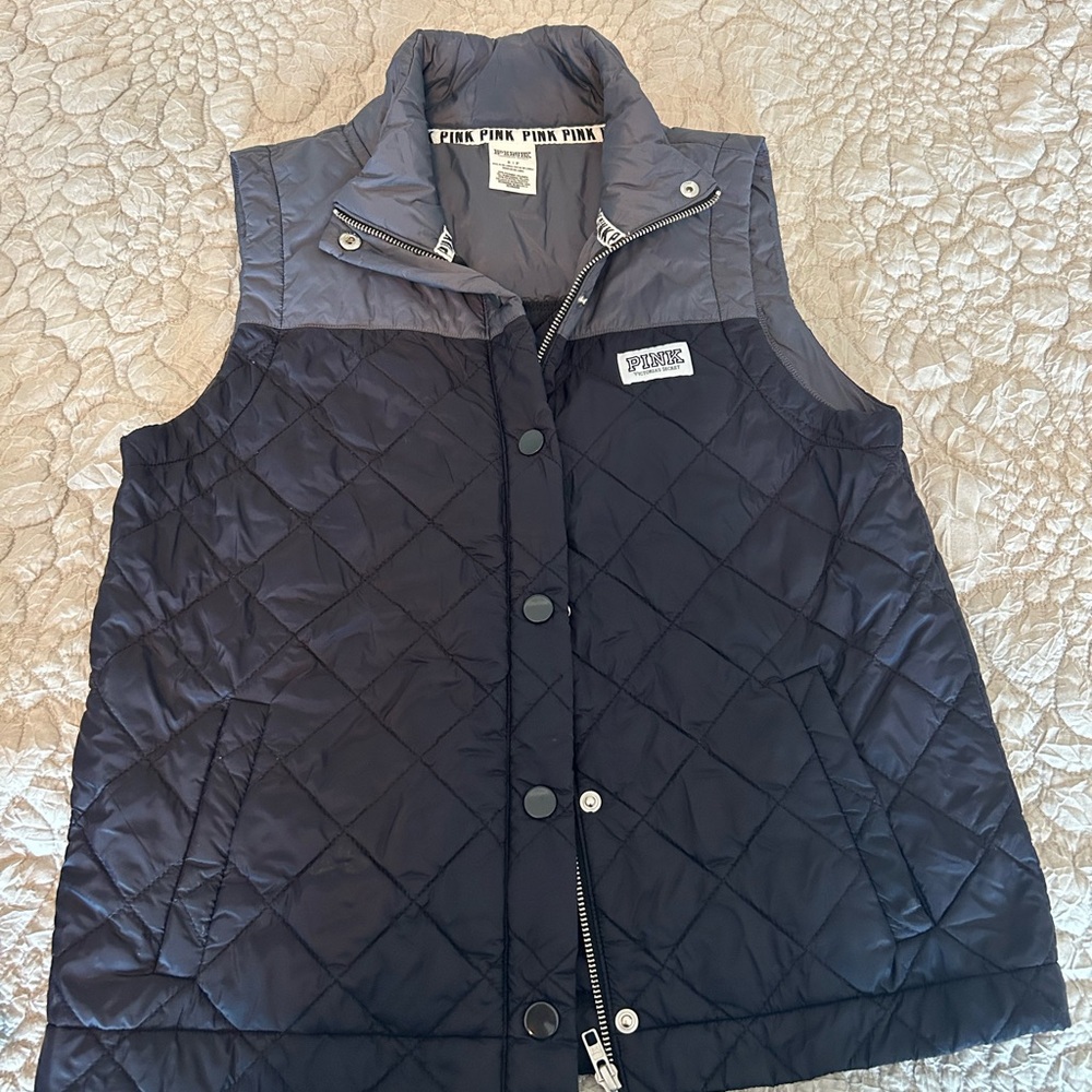 Victoria's Secret PINK Black and White Quilted Vest